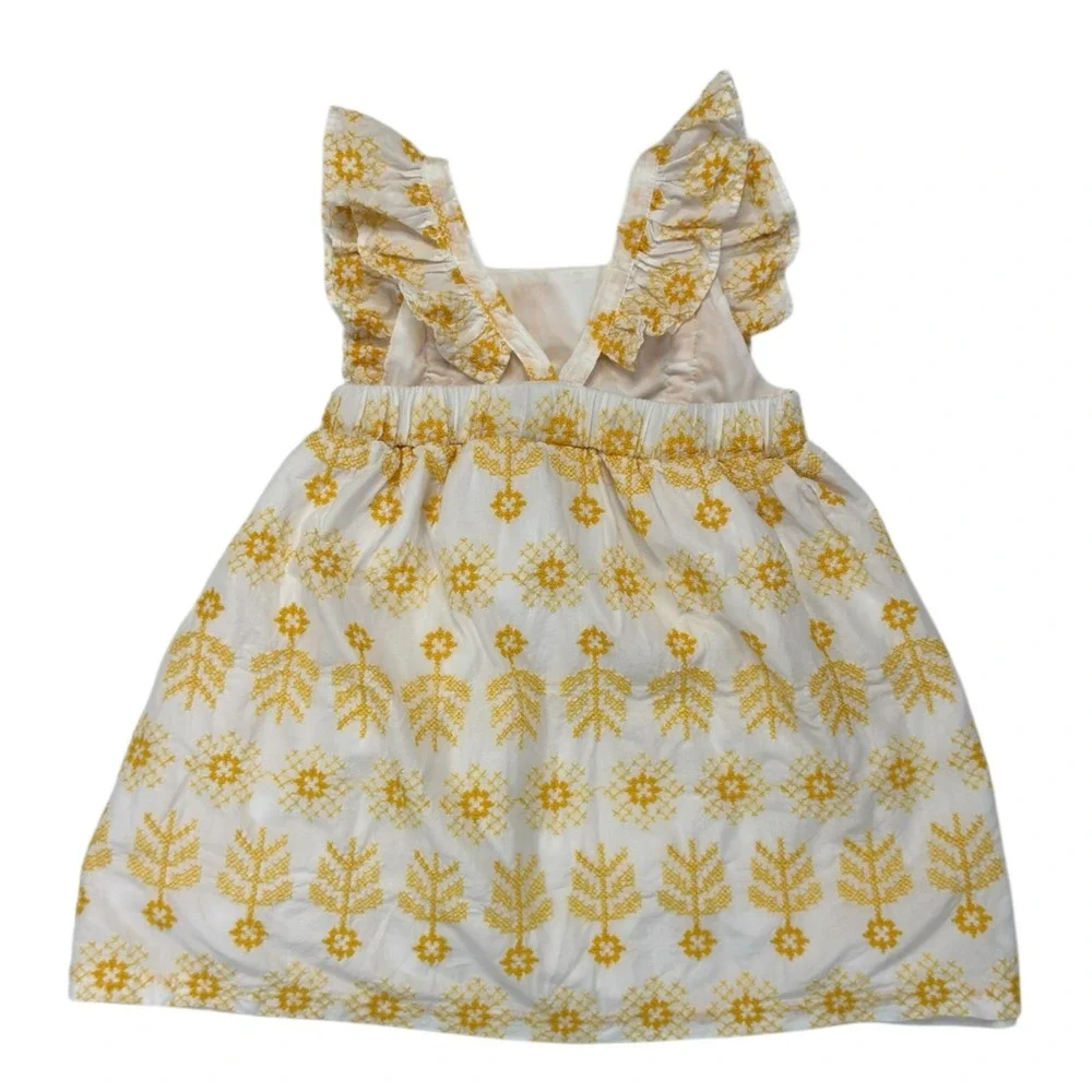 Bonnie Jean Embroidered Ruffle Easter Sun Dress Kids 3T White Yellow Boho Summer - Picture 6 of 11